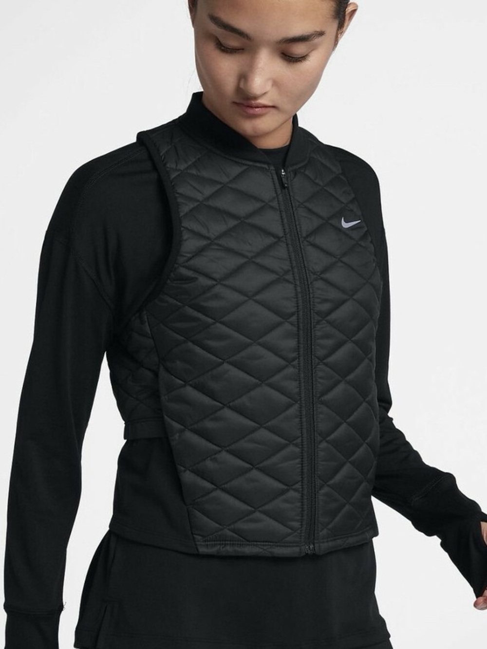 Nike AeroLayer Quilted Running Vest in Black
